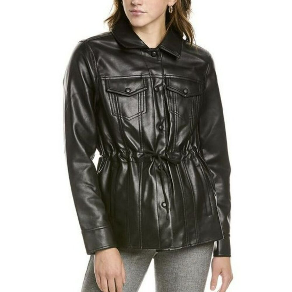 BLANK NYC Black Faux Leather Drawstring Jacket Size Medium NWT BlankNyc